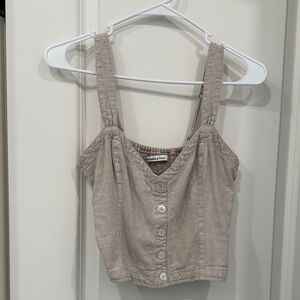 Button-Front Beige Crop Top